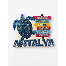 Mundy Antalya (Tekirova , Çamyuva , Kiriş , Kemer , Göynük , Beldibi ) Temalı Polyester Kabartmalı Magnet 7x6 cm (KOD:1099) Dekoratif Hediyelik Buzdolabı Süsü