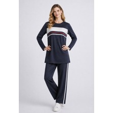 Köşedeki Dükkan Şerit Detaylı Uzun Kollu Premium Modal Takım