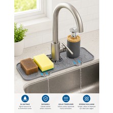 EUROLUXE Silikon Musluk Matı Su Geçirmez Lavabo Kenarı Kurutucu Tezgah Düzenleyici Damlatmaz Altlık