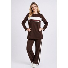 Köşedeki Dükkan Şerit Detaylı Uzun Kollu Premium Modal Takım