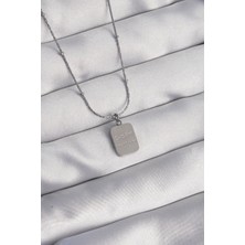 Yıldız Ticaret Mey Ithalat® 316L Çelik Gümüş Renk Kare Charm Model Kolye