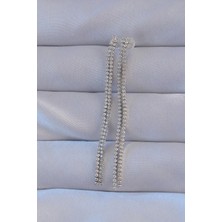 Yıldız Ticaret Mey Ithalat® Pirinç Gümüş Renk Zirkon Taşlı Su Yolu Model Küpe