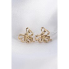 Yıldız Ticaret Mey Ithalat® Pirinç Gold Renk Fiyonk Küpe
