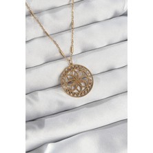Yıldız Ticaret Mey Ithalat® 316L Çelik Zincir Gold Renk Lotus Model Kolye