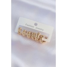 Yıldız Ticaret Mey Ithalat® Pirinç Gold Renk Minimal Tırtıklı Küpe Seti