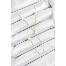 Yıldız Ticaret Mey Ithalat® Pirinç Inci Figürlü Y Model Gümüş Renk Kadın Kolye