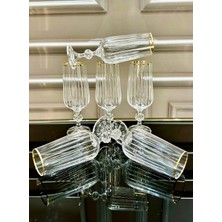 Vakıf Home Bohemia Kristal Gold Ayaklı Kesme El Işi Kahve Yanı Su Bardağı