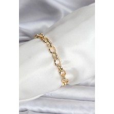 Yıldız Ticaret Mey Ithalat® 14K Gold Renk Kaplama Lazerli Zincir Model cm Kadın Bileklik