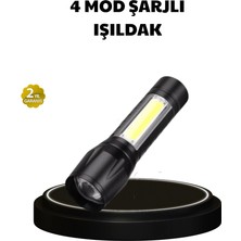 Epilons 4 Mod Şarjlı Işıldak | Ultra Güçlü Cree LED | Su Geçirmez Alüminyum Gövde