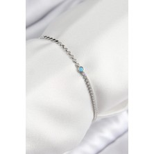 Yıldız Ticaret Mey Ithalat® Pirinç Zirkon Taşlı Boncuk Model Ezme Zincir Gümüş Renk Kadın Bileklik