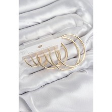 Yıldız Ticaret Mey Ithalat® Pirinç Halka Model Gold Renk Kadın Set Küpe