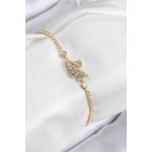 Yıldız Ticaret Mey Ithalat® Pirinç Zirkon Taşlı Kuğu Model Gold Renk Kadın Bileklik