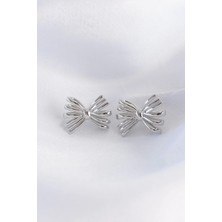 Yıldız Ticaret Mey Ithalat® Pirinç Gümüş Renk Fiyonk Küpe