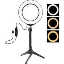 Puluz 6.2cm PKT3032 LED Işık 16CM Stand Youtubercanlı Yayın Selfie Tiktok MAKEUP-(5775)