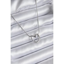 Yıldız Ticaret Mey Ithalat® 316L Çelik Gümüş Renk Kalp Model Kadın Kolye