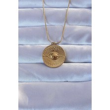 Yıldız Ticaret Mey Ithalat® 316L Altın Renk Işlemeli Göz Kolye