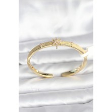 Yıldız Ticaret Mey Ithalat® Pirinç Gold Renk Kutup Yıldızı Model Kadın Kelepçe Bileklik