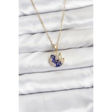 Yıldız Ticaret Mey Ithalat® 316L Çelik Zincir Gold Renk Gece Model Zirkon Taşlı Kadın Kolye