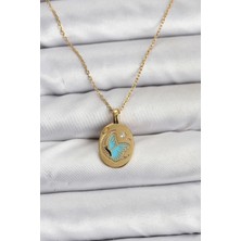 Yıldız Ticaret Mey Ithalat® 316L Çelik Zincir Gold Renk Kelebek Figür Kadın Kolye