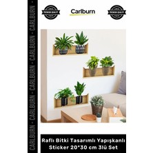 Carlburn Özel Üretim Modern Şeffaf Lazer Kesim Şık Raflı Bitki Tasarımlı Yapışkanlı Sticker 2030 cm 3lü Set