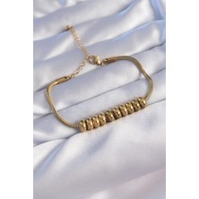 Yıldız Ticaret Mey Ithalat® 316L Çelik Gold Renk Oval Figürlü Bileklik