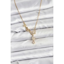 Yıldız Ticaret Mey Ithalat® 316L Çelik Zincir Gold Renk Kelebek Model Kadın Kolye