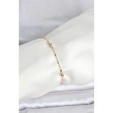 Yıldız Ticaret Mey Ithalat® cm 14K Gold Renk Damla Topçuk Model Kadın Bileklik