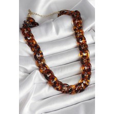 Yıldız Ticaret Mey Ithalat® Leopar Desenli Mika Kalın Zincir Kadın Kolye