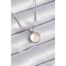 Yıldız Ticaret Mey Ithalat® 316L Çelik Gümüş Renk Beyaz Sedefli Vintage Model Kadın Kolye