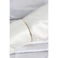 Yıldız Ticaret Mey Ithalat® cm 14K Gold Renk Yassı Zincir Model Kadın Bileklik