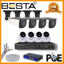 Yıldız Ticaret 5 Mp 4 Iç Mekan 4 Dış Mekan Kameralı Ip Poe Güvenlik Seti