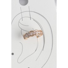 Yıldız Ticaret Mey Ithalat® Pirinç Gold Renk Zirkon Taşlı Kadın Kıkırdak Küpe