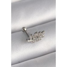 Yıldız Ticaret Mey Ithalat® 316L Çelik Gümüş Renk Zirkon Taşlı Dal Tragus Piercing