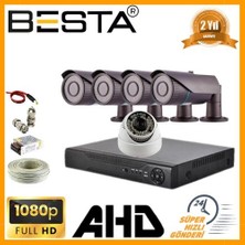 Yıldız Ticaret 2mp 1080P 4 Dış 1 Iç Mekan Kameralı Ahd Güvenlik Seti