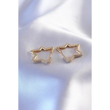 Yıldız Ticaret Mey Ithalat® Gold Renk Zirkon Taşlı Yıldız Model Kadın Küpe