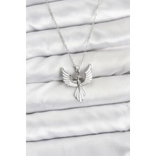 Yıldız Ticaret Mey Ithalat® 316L Çelik Zincir Gümüş Renk Anka Kuşu Model Kadın Kolye