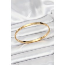 Yıldız Ticaret Mey Ithalat® 316L Çelik Gold Renk 65 mm Ince Kadın Kelepçe Bileklik