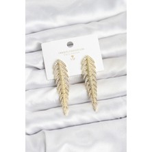 Yıldız Ticaret Mey Ithalat® Pirinç Gold Renk Balık Sırtı Model Zirkon Taşlı Kadın Küpe