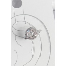 Yıldız Ticaret Mey Ithalat® Pirinç Gümüş Renk Zirkon Taşlı Kadın Kıkırdak Model Küpe