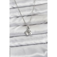 Yıldız Ticaret Mey Ithalat® 316L Çelik Zincir Gümüş Renk Deniz Kabuğu ve Deniz Yıldızı Model Zirkon Taşlı Kadın Kolye