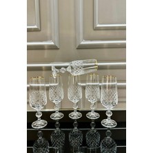 Vakıf Home Bohemia Kristal Gold Kesme El Işi Ayaklı Kahve Yanı Su Bardağı