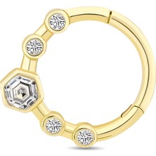 Ethem Gold 14 Ayar Taşlı Altın Halka Piercing