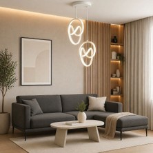 Nehir Trend 2'li Beyaz Sarkık Power Beyaz Ledli Avize Modern LED Avize