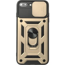 Mey İthalat Mey Ithalat®   iPhone 7 Plus Kılıf Pars Lens Yüzüklü Silikon - Gold