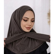 Fresco Scarfs Kadın Tesettür Çıt Çıtlı Hijap Bone Hazır Türban Eşarp Şal Koyu Vizon