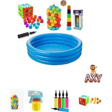 intex Eğitici Bebek Oyuncakları Seti, Şişme Havuz, Top, Bultak, Mini Kule ve Pompa