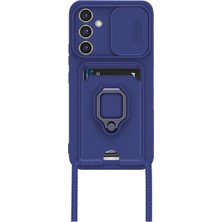 Newface Muratech New  Galaxy A25 5g Kılıf Zuma Kartvizitli Yüzüklü Silikon - Lacivert