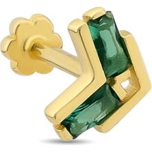 Ethem Gold 14 Ayar Yeşil Taşlı Altın Tragus Piercing