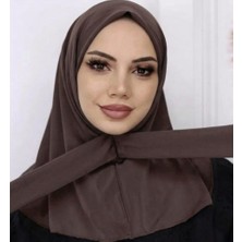 Fresco Scarfs Kadın Tesettür Çıt Çıtlı Hijap Bone Hazır Türban Eşarp Şal Kahverengi