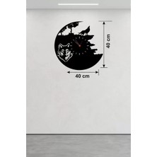 Mey İthalat Mey Ithalat® Kurt Temalı Lazer Kesim Ahşap Duvar Saati - 40X40 cm Dekoratif